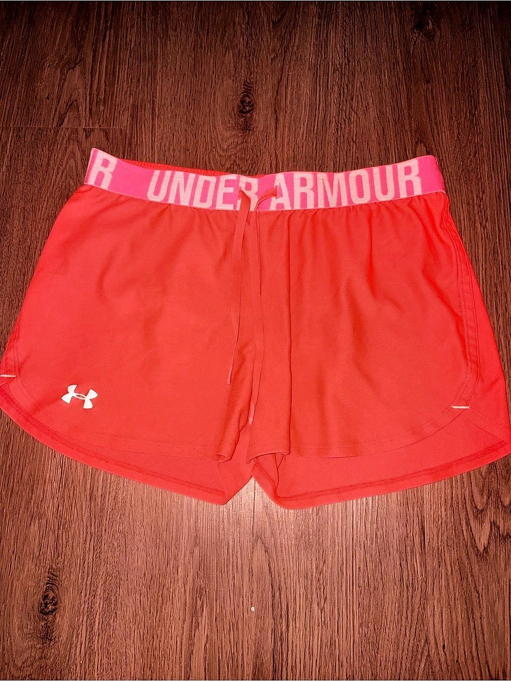 Under Armour HeatGear Neon Coral Pink Running Shorts Size S/M